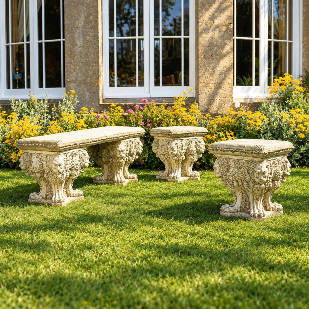 Cushion Bench & Stools